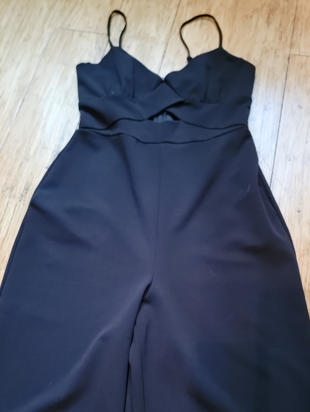 Crystal Sky Black Spaghetti-Strap Wide-Leg Jumpsuit - Picture 3 of 10